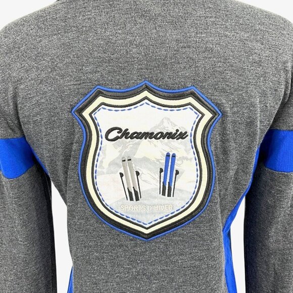 Alp'n'Rock Size S Chamonix Crew Top Grey Blue Edelweiss Emblem Long Sleeve - Picture 7 of 11